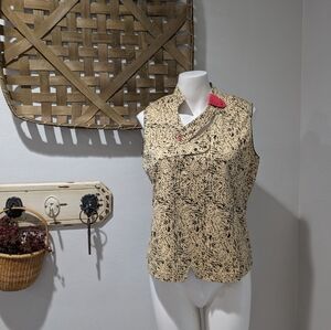 Jamie Sadock tan,black and pink golf tank top collared size m